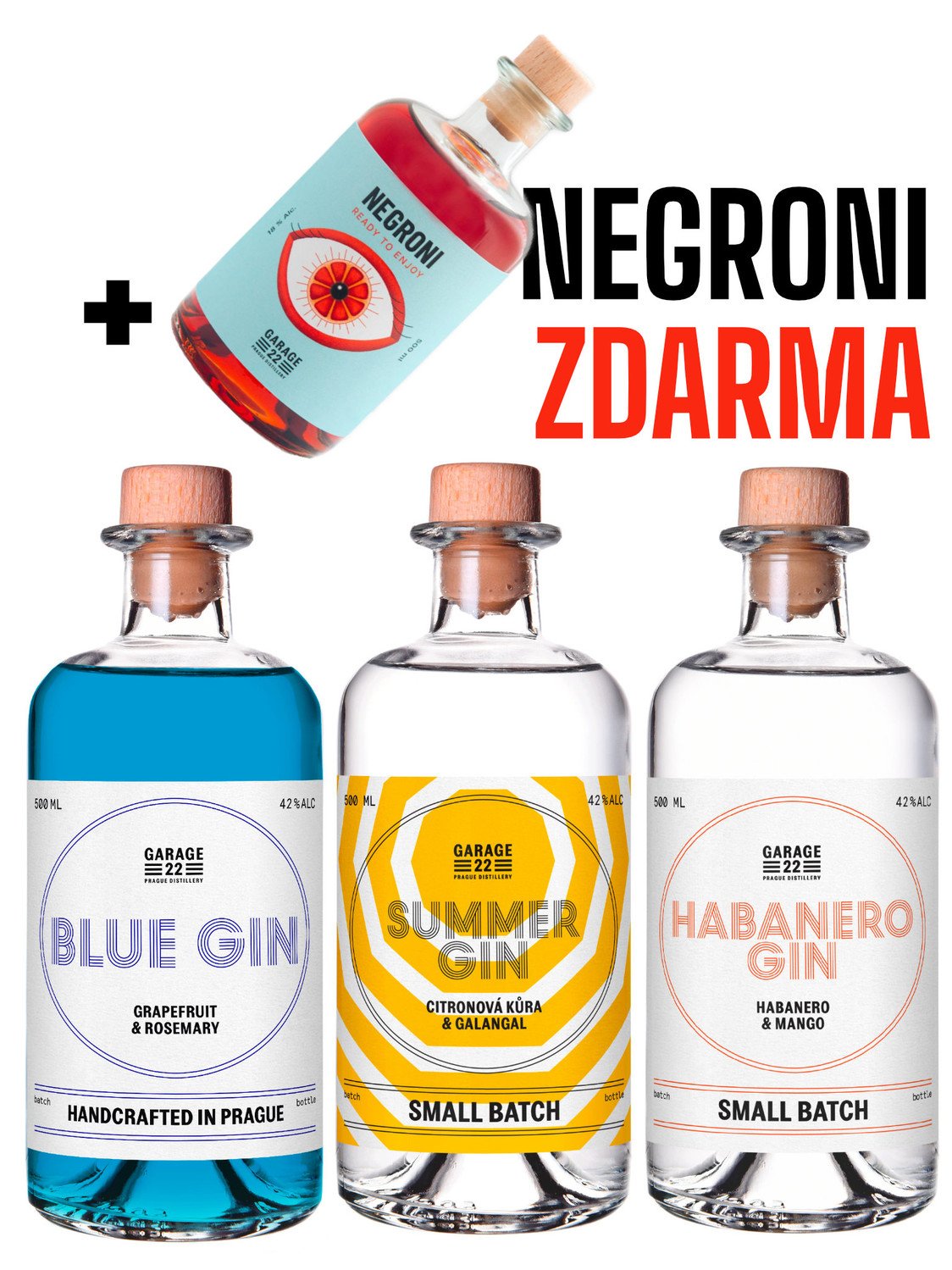 Garage 22 Blue, Habanero, Summer + Negroni Zdarma