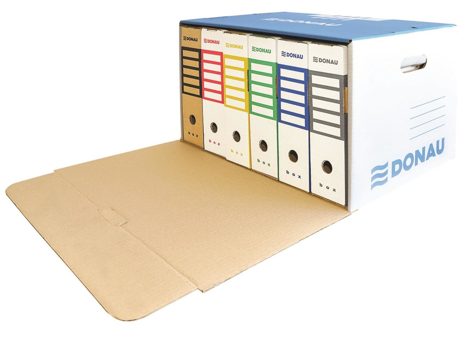 Krabice na pořadače Donau - modrá, 55,5 x 36 x 31,5 cm
