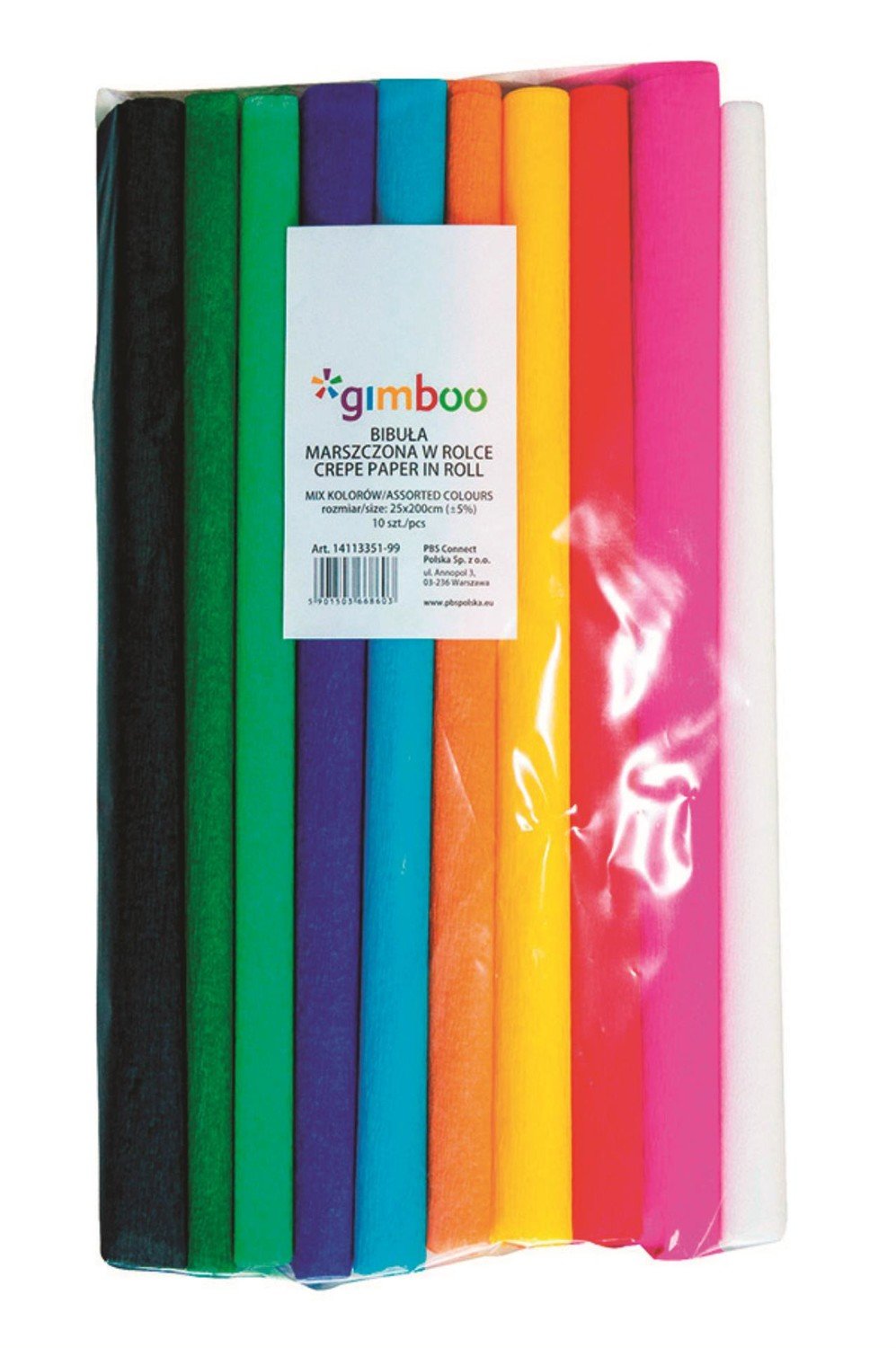 Gimboo Krepový papír Gimboo - role 25 x 200 cm, mix barev, 10 ks