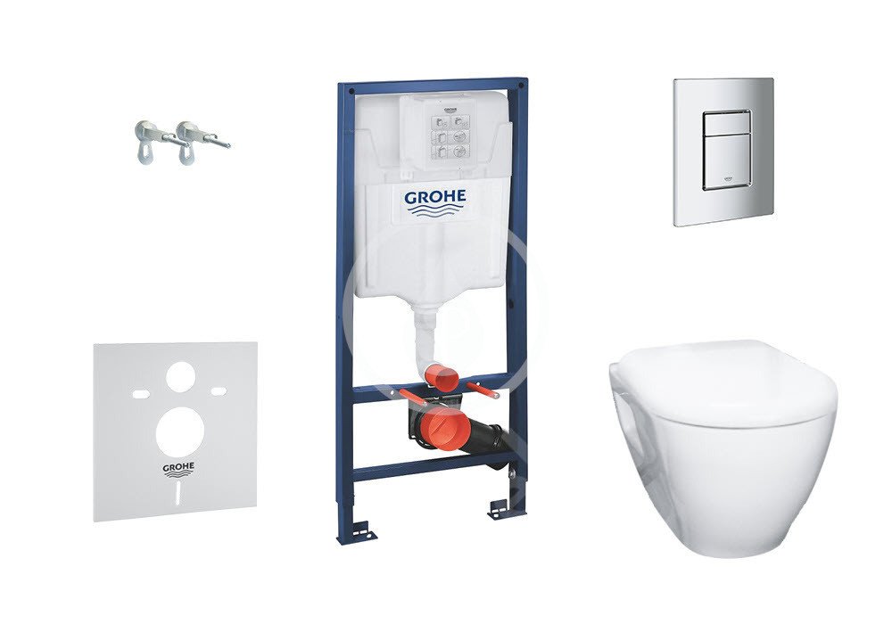 Grohe 38528SET-KH - Set předstěnové instalace, klozetu Bau Ceramic a sedátka softclose, tlačítko Skate Cosmopolitan, chrom