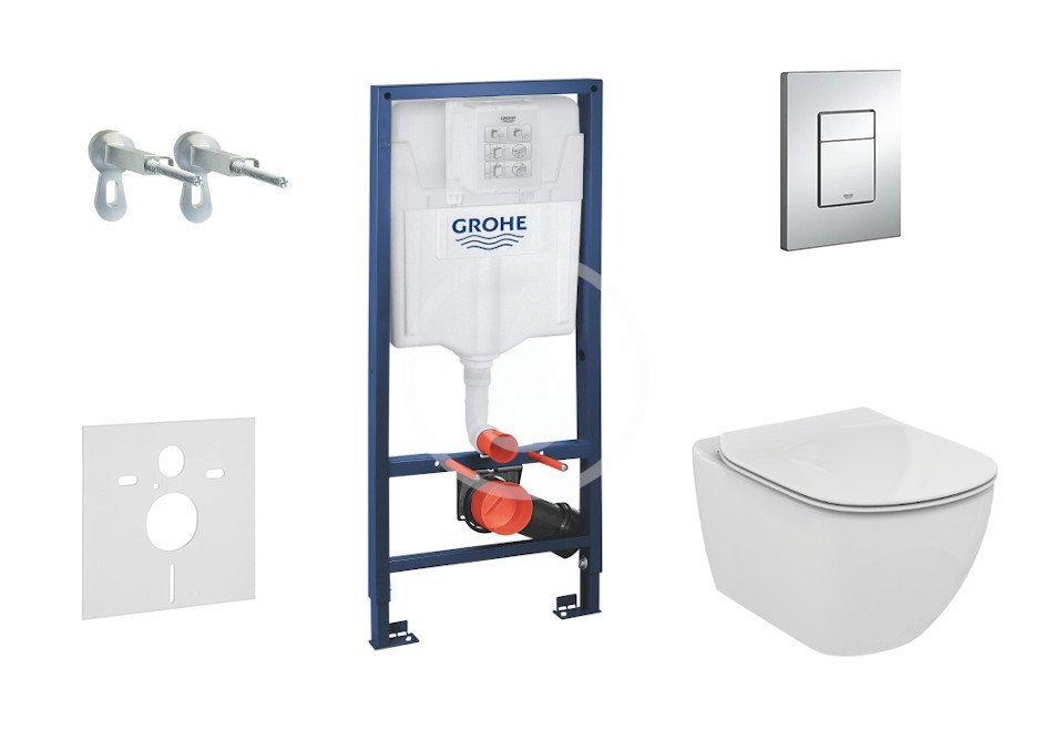 Grohe 38528SET-KU - Set předstěnové instalace, klozetu a sedátka Ideal Standard, Aquablade, SoftClose tlačítka Skate Cosmo, chrom