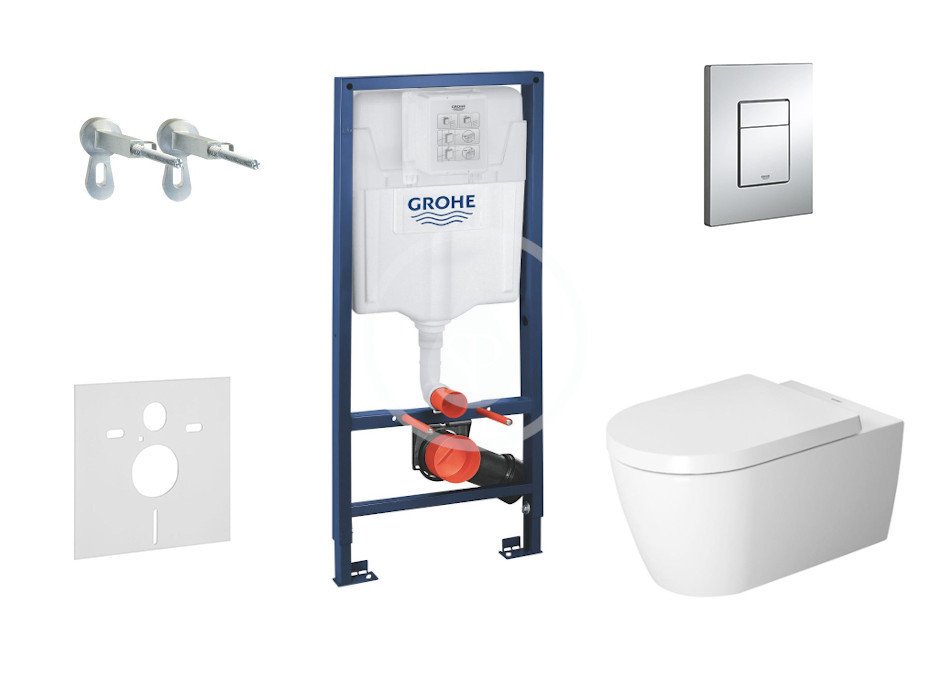 Grohe 38528SET-KM - Set předstěnové instalace, klozetu a sedátka ME by Starck, Rimless, SoftClose, tlačítka Skate Cosmo, chrom