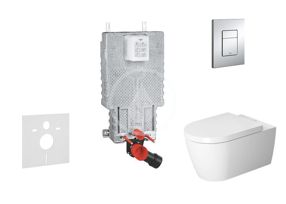 Grohe 38643SET-KM - Set předstěnové instalace, klozetu a sedátka ME by Starck, Rimless, SoftClose, tlačítka Skate Cosmo, chrom