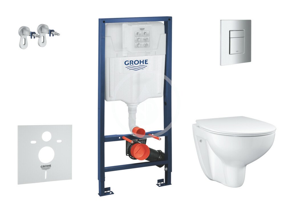 Grohe SANI15BB1101 - Set předstěnové instalace, klozetu a Slim sedátka Bau Ceramic, softclose, tlačítko Even, chrom