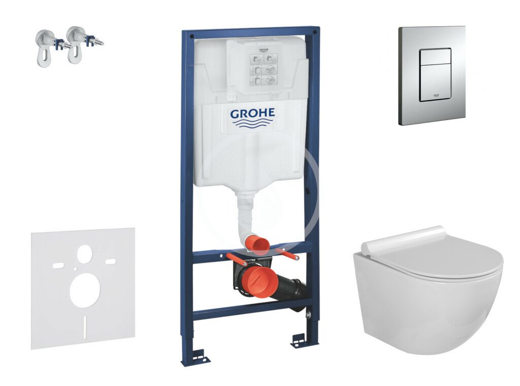 Grohe SANI11BA1103 - Set předstěnové instalace, klozetu Gaia a sedátka softclose, tlačítko Skate Cosmpolitan, chrom