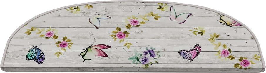 Krémové nášlapy na schody v sadě 16 ks 20x65 cm Butterfly Life – Vitaus