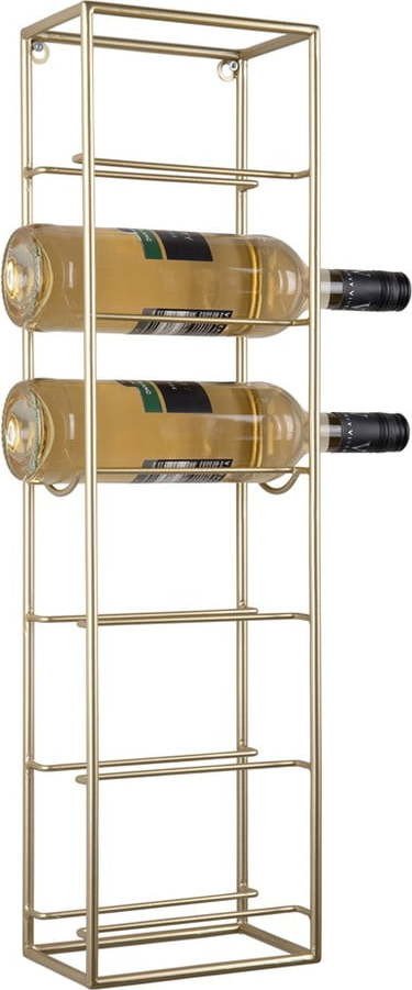 Nástěnný kovový regál na víno ve zlaté barvě počet lahví 6 Single – PT LIVING