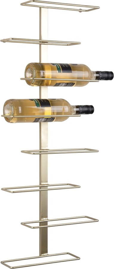 Nástěnný kovový regál na víno ve zlaté barvě počet lahví 8 Float – PT LIVING