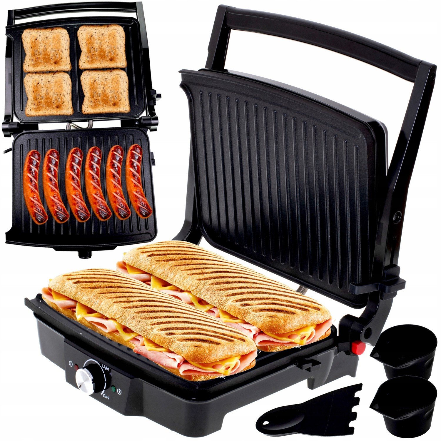 Velký Gril Elektrický Sendvičovač Rozkládací Kontaktní Topinkovač XXL Příkon 2500W