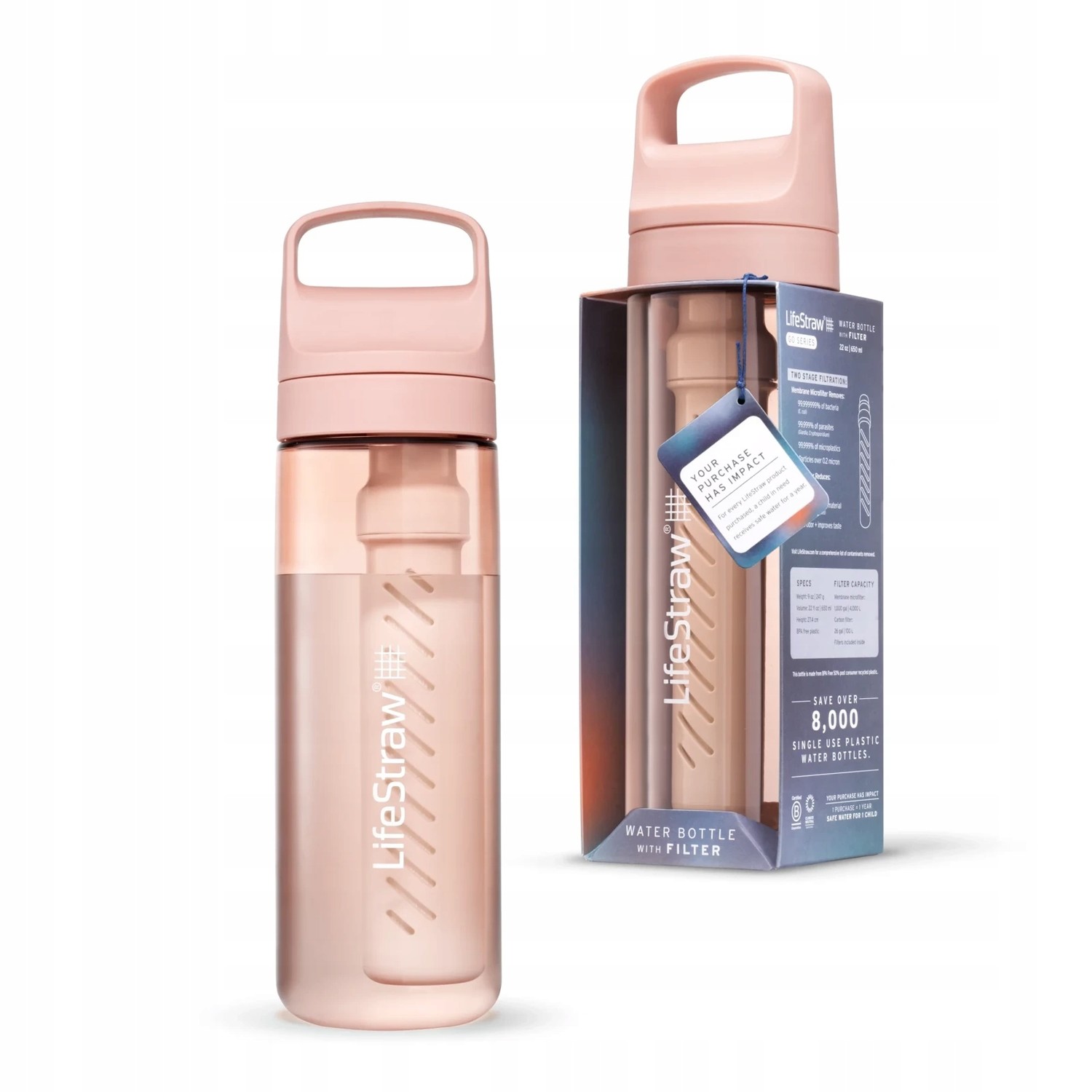 LifeStraw Go 2.0 Růžová filtrační láhev 0,65L
