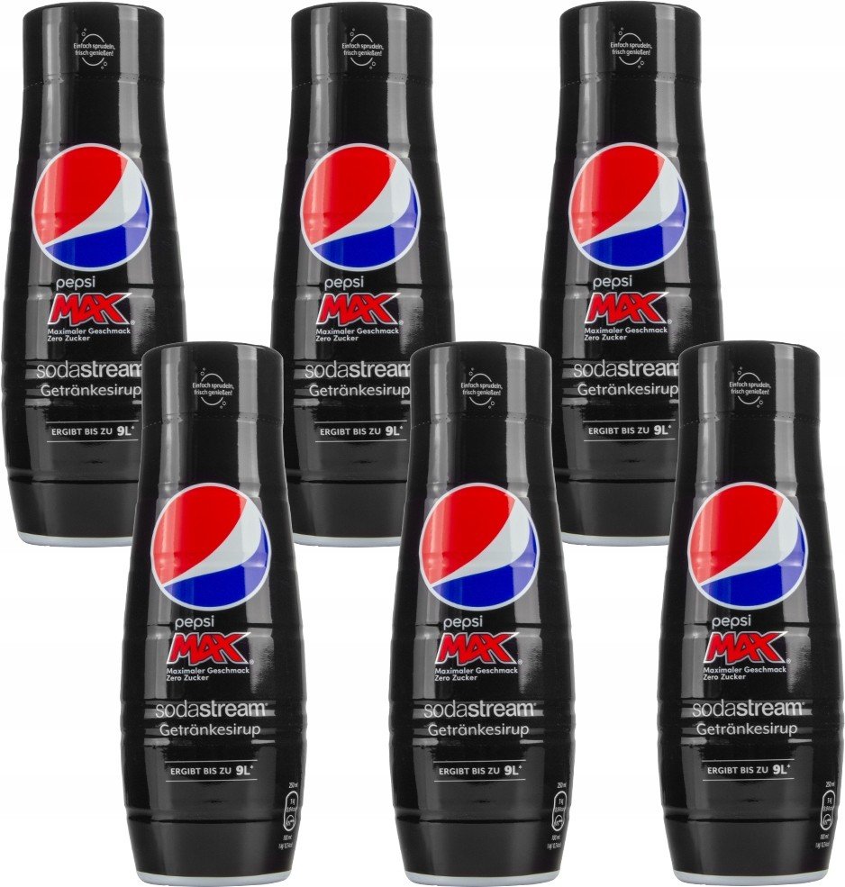 6X Sirup Do Sodastream Pepsi Max Bez Cukru 440 ML Koncentráty Do Saturátoru