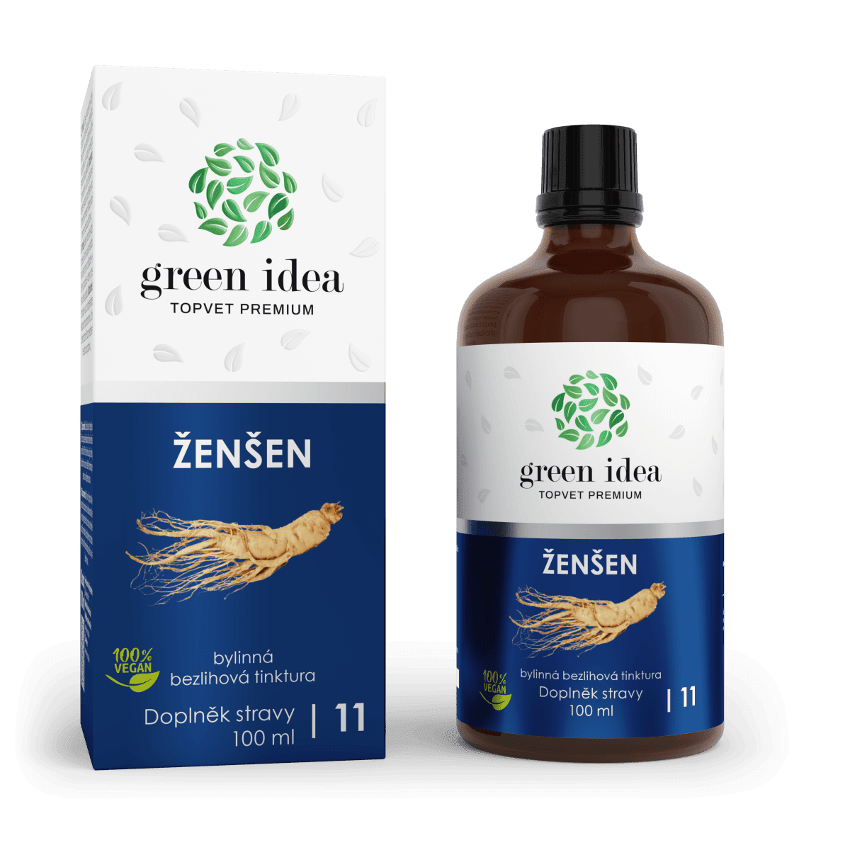 GREEN IDEA Ženšen - bezlihová tinktura 100 ml