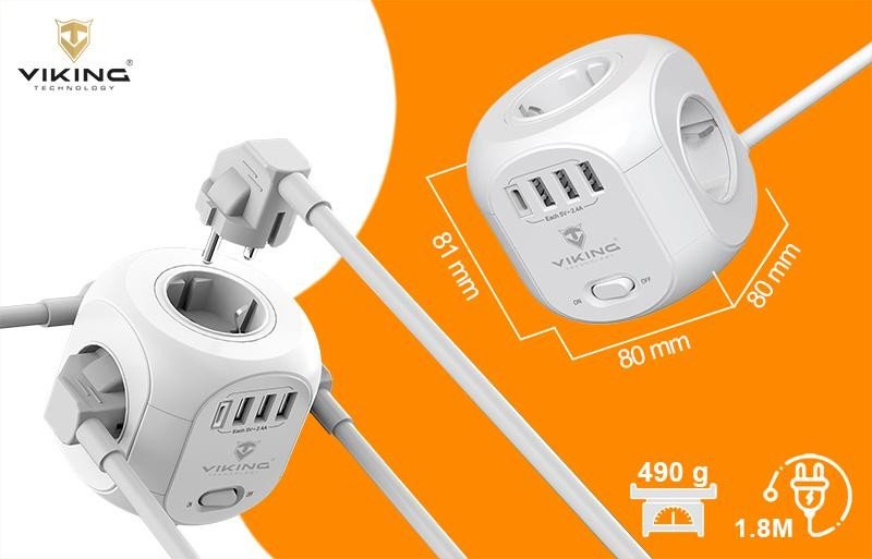 VIKING Síťový adaptér Viking AC Cube, rozbočovač, 8 výstupů (VACCUBE)