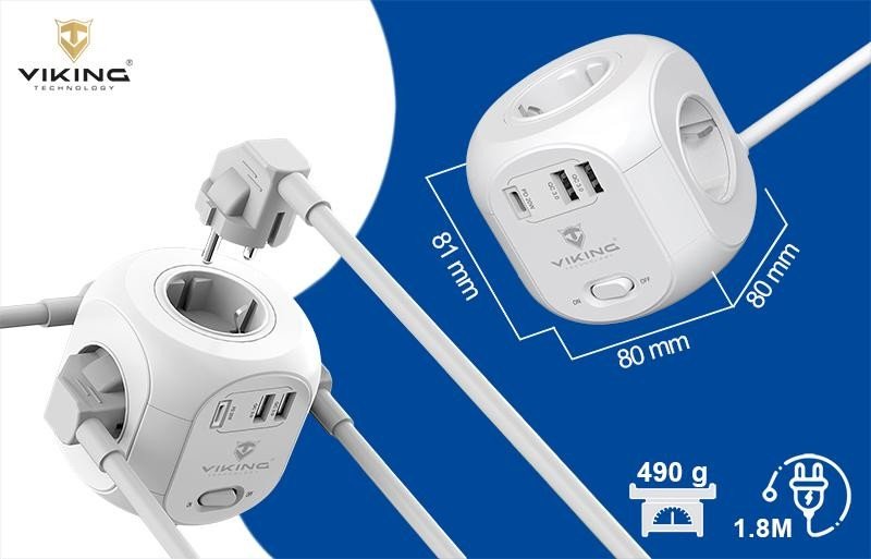 VIKING Síťový adaptér Viking AC Cube PD, rozbočovač, 7 výstupů (VACCUBEPD)