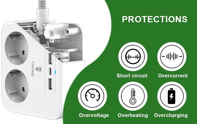 VIKING Síťový adaptér Viking AC23, rozbočovač, 5 výstupů (VAC23)