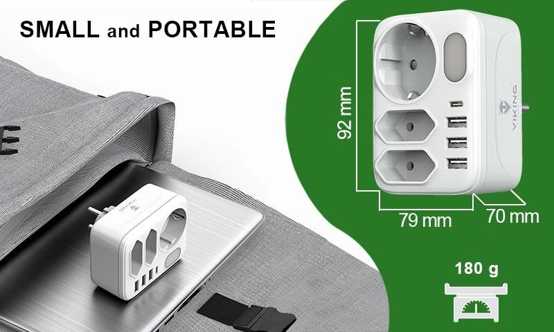 VIKING Síťový adaptér Viking AC34, rozbočovač, 7 výstupů (VAC34)