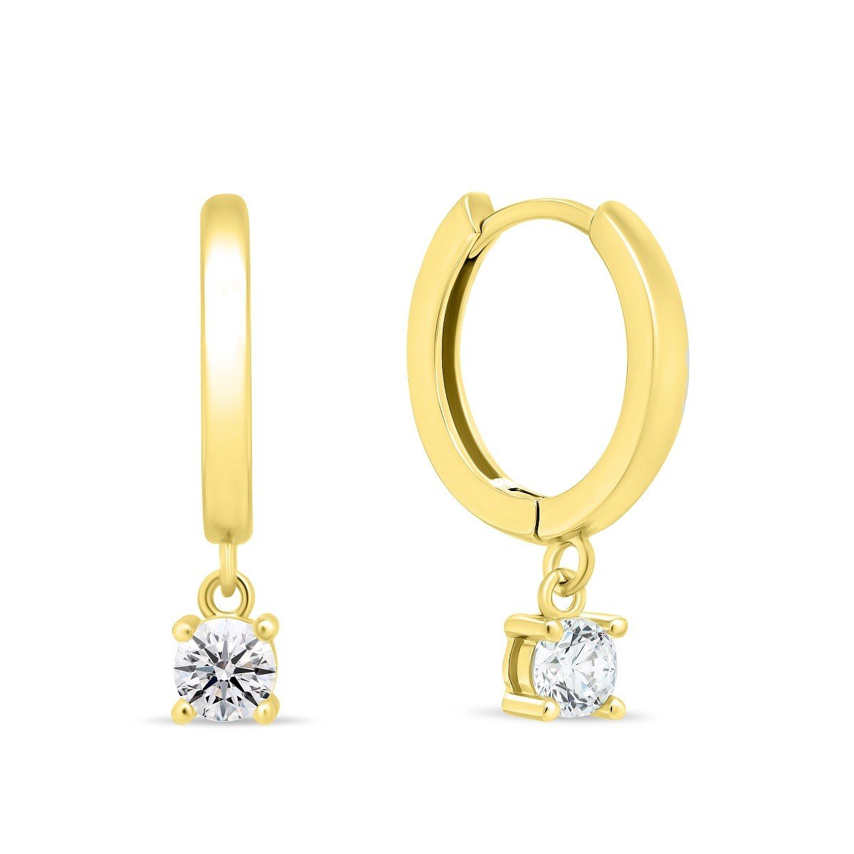 Brilio Silver Pozlacené náušnice kruhy s přívěsky EA493Y