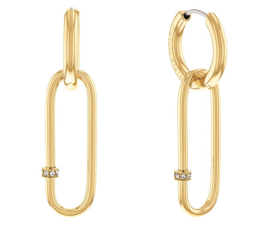 Calvin Klein Pozlacené kruhové náušnice s krystaly 2v1 35000182