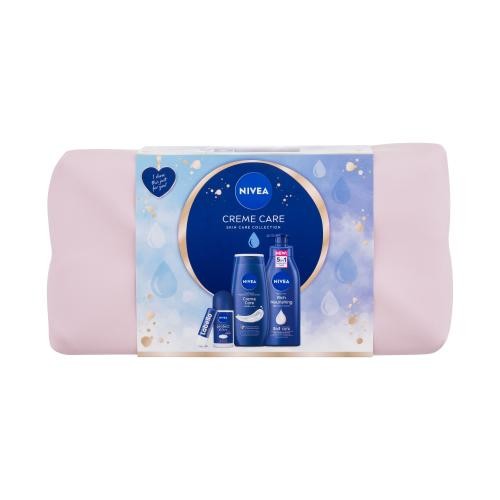 Nivea Creme Care dárková kazeta pro ženy tělové mléko Body Milk 400 ml + sprchový krém Creme Care 250 ml + antiperspirant roll-on Protect & Care 50 ml + balzám na rty Labello Original 4,8 g + kosmetická taštička