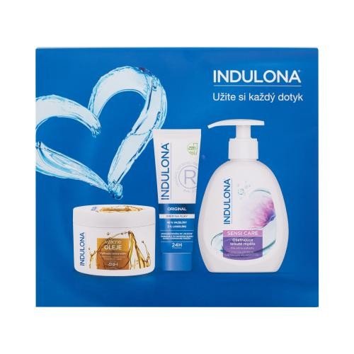 INDULONA Rare Oils Nourishing Body Cream dárková kazeta pro ženy tělový krém Rare Oils Nourishing Body Cream 250 ml + tekuté mýdlo Sensi Care 300 ml + krém na ruce Original 75 ml