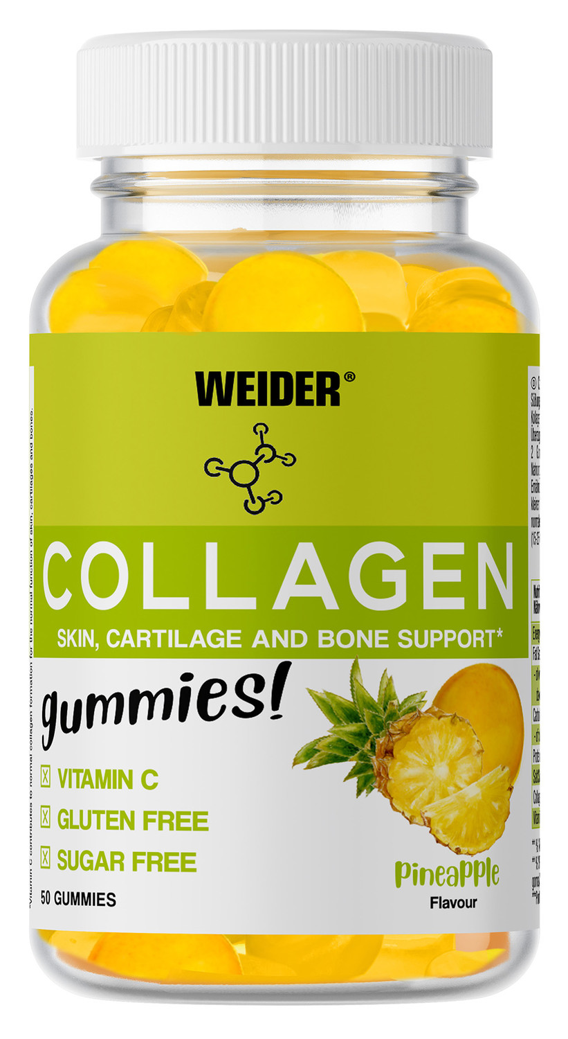 Weider Collagen Gummies 50 ks, želatinové bonbóny s kolagenem a vitamínem C, Ananas