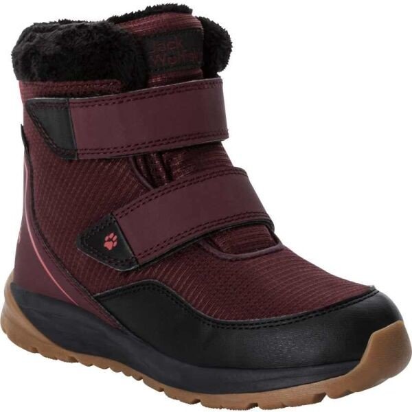 Jack Wolfskin POLAR WOLF TEXAPORE MID VC K Dětská zimní obuv, vínová, velikost 34