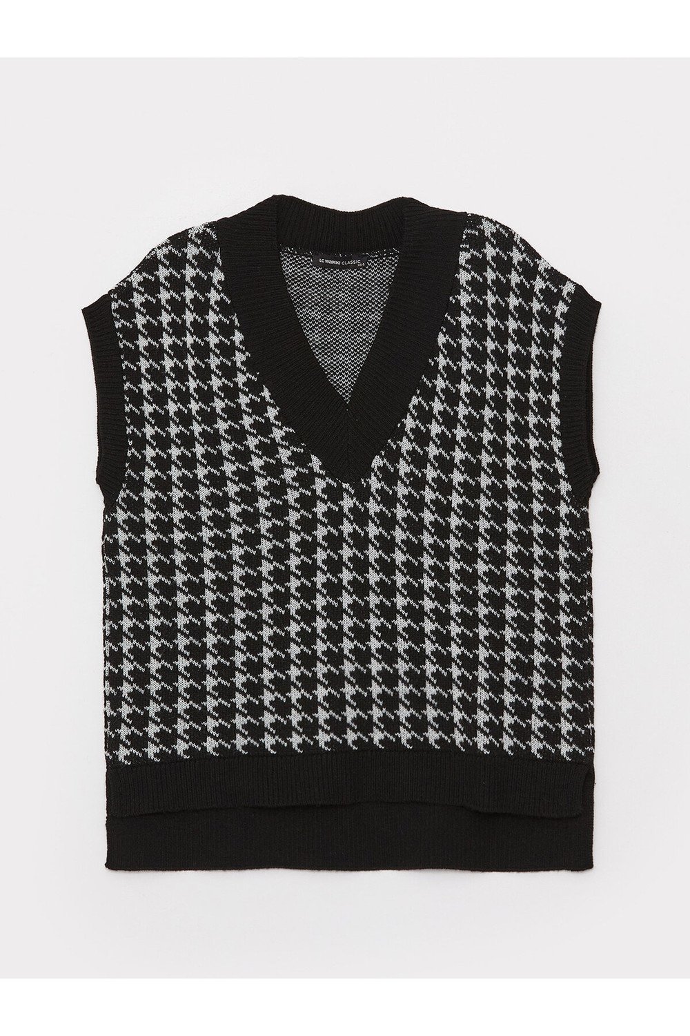 LC Waikiki V-Neck Patterned Oversized Women's Knitwear Sweater