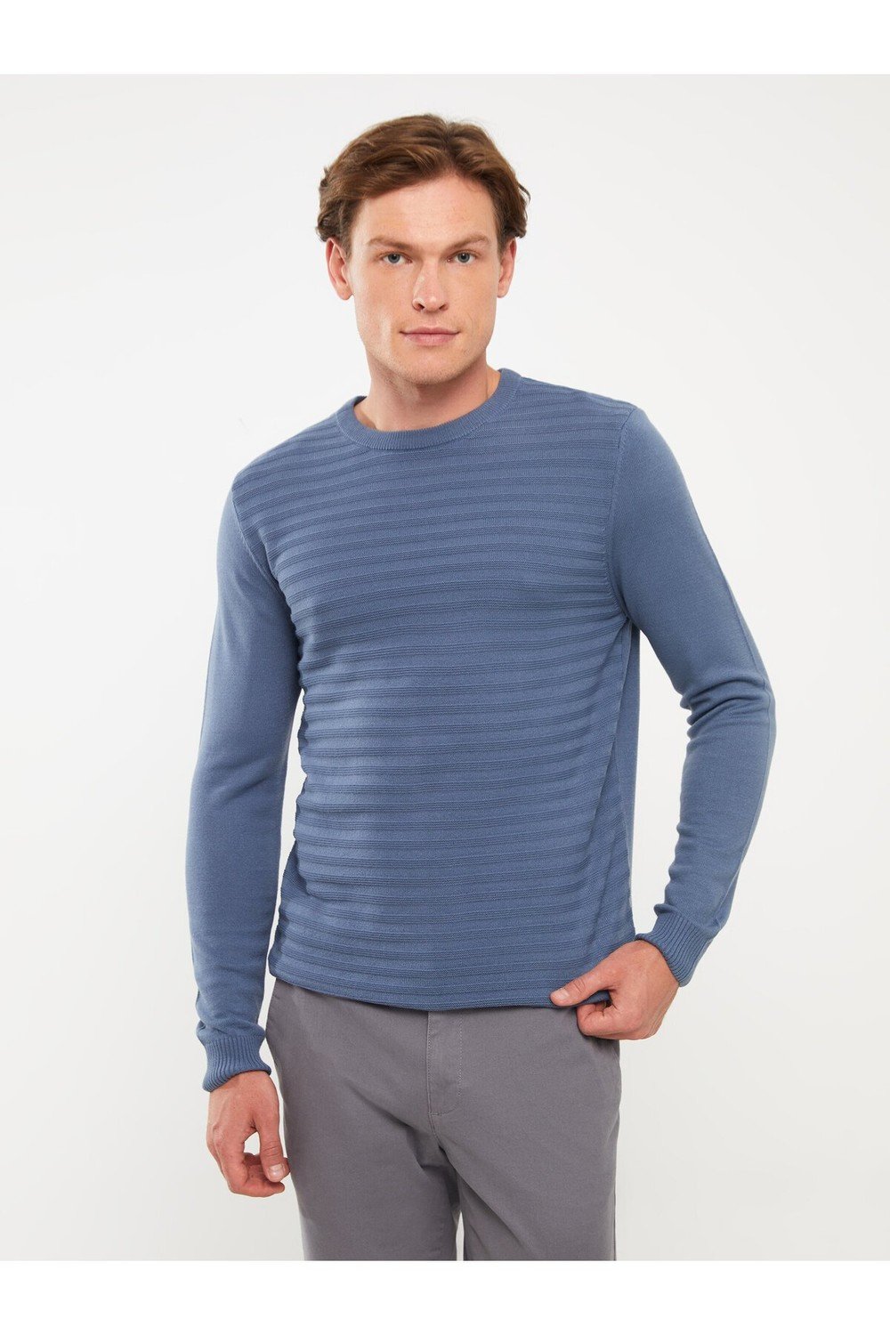 LC Waikiki Crew Neck Long Sleeve Striped Men's Knitwear Sweater