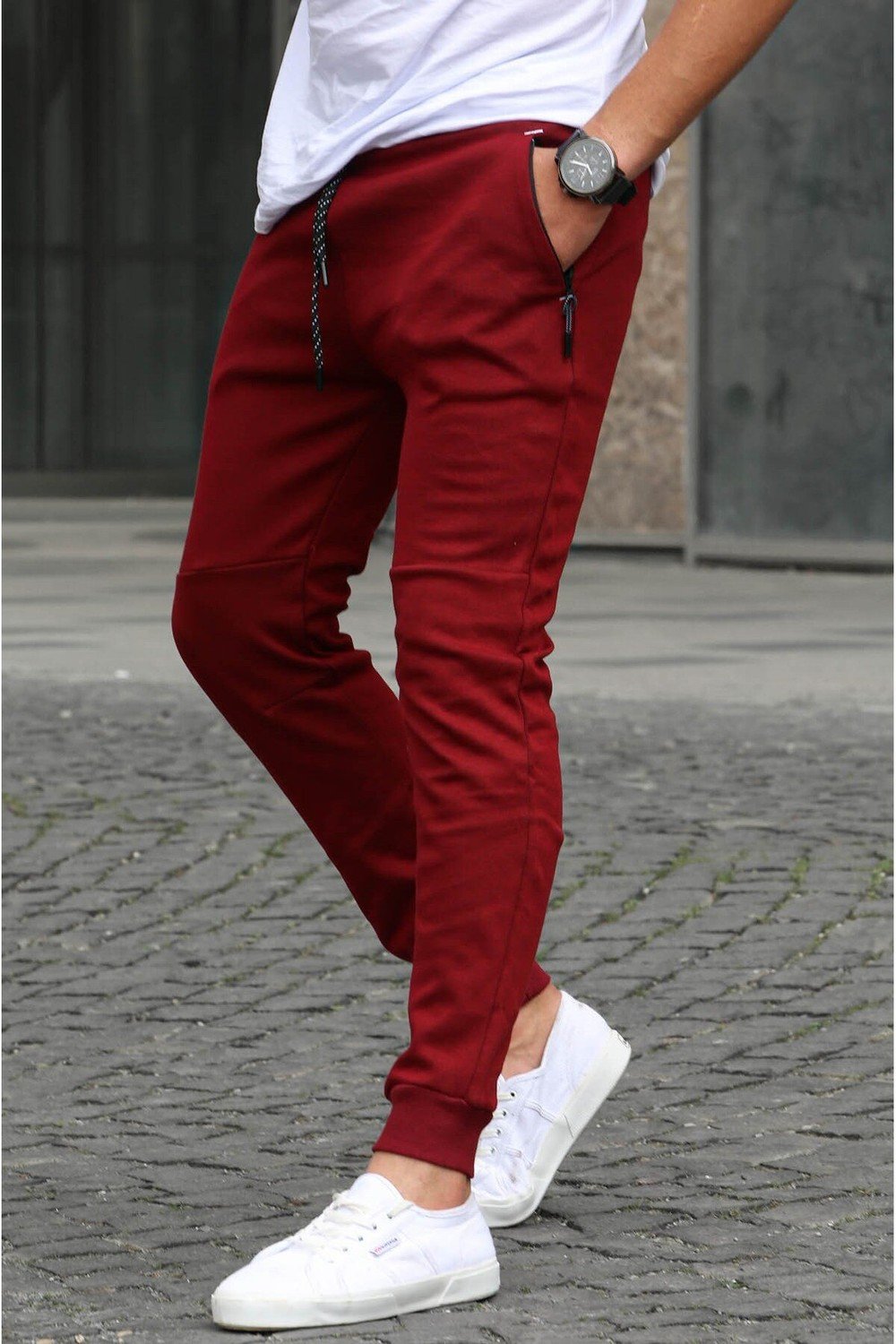 Madmext Men's Claret Red Tracksuit – 2080