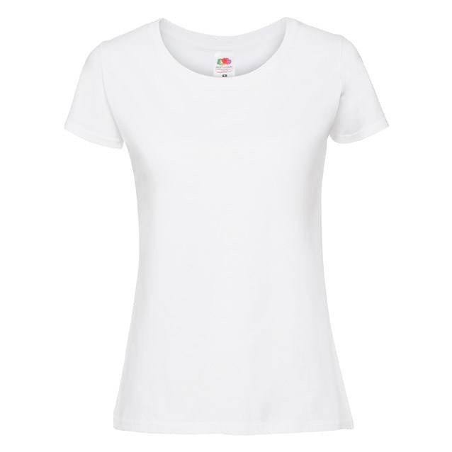 Iconic 195 Ringspun Premium Premium Fruit of the Loom Women's White T-shirt