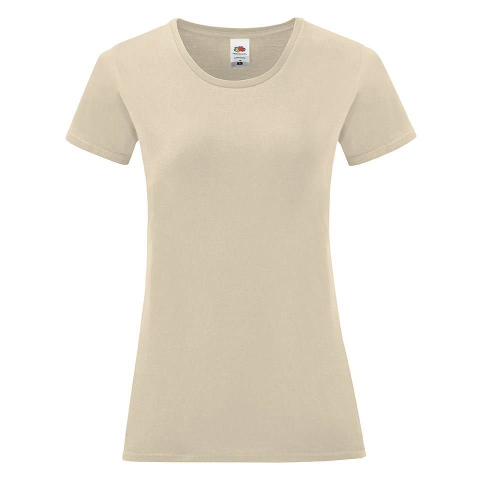 Beige Iconic women's t-shirt in combed cotton Fruit of the Loom