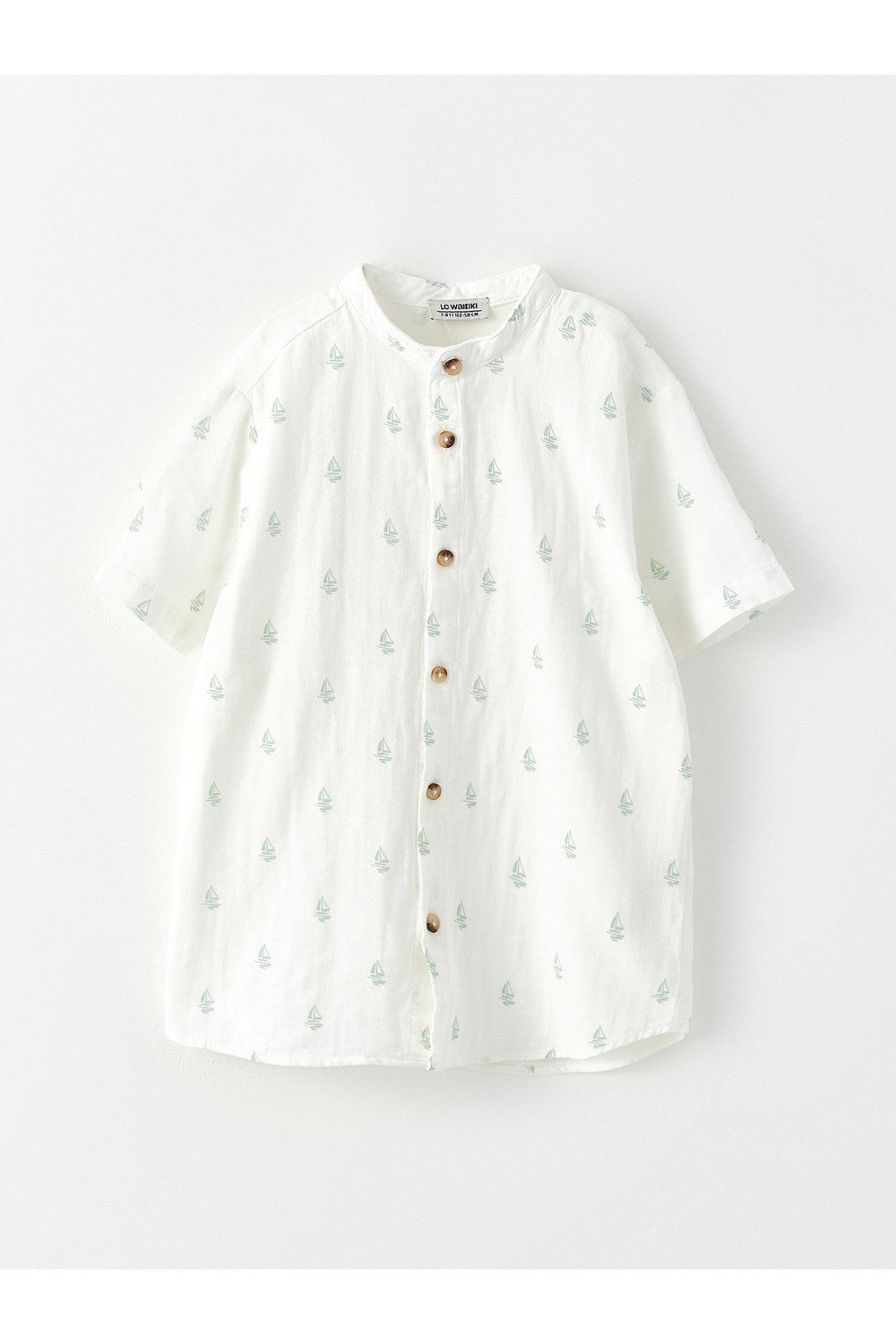 LC Waikiki Big Collar Patterned Short-Sleeved Boys' Shirts