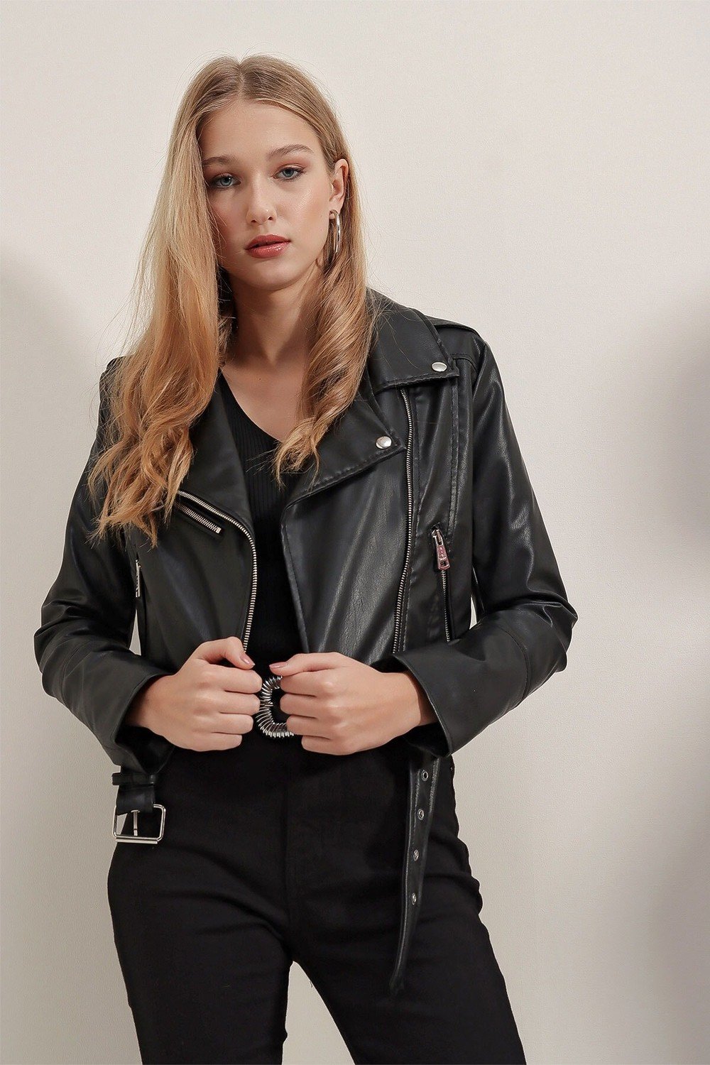 Bigdart 1029 Biker Faux Leather Jacket - Black