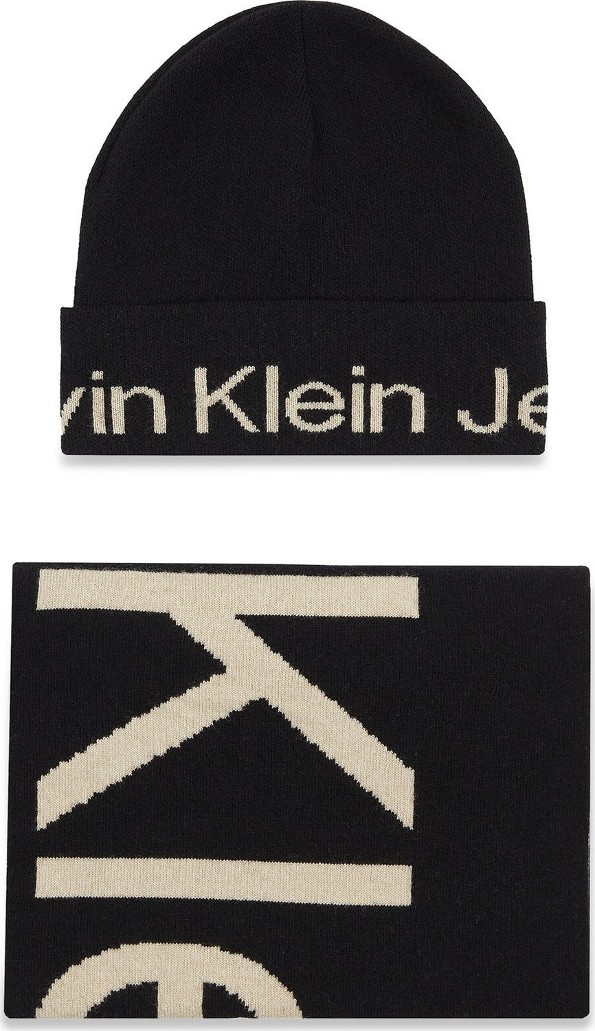 Sada čepice a šál Calvin Klein Jeans Gifting Mono Beanie/Scarf K60K611421 Black BDS