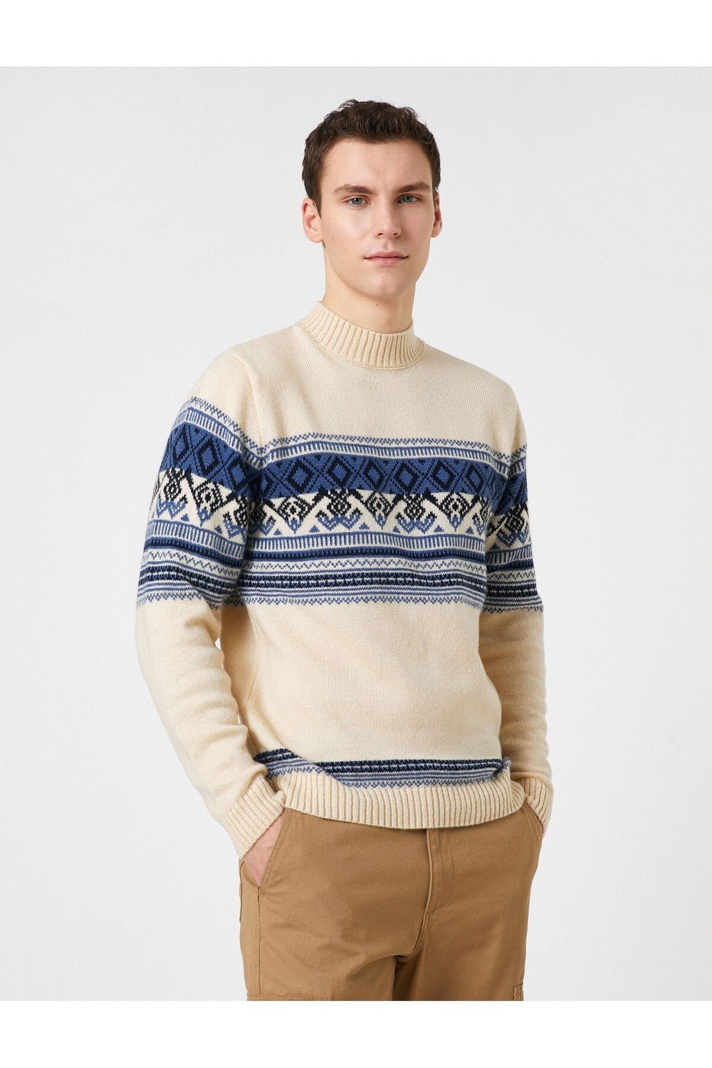 Koton Knitwear Sweater Half Turtleneck Ethnic Theme