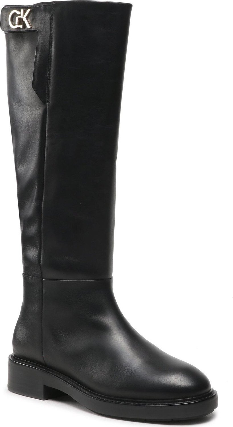 Kozačky ve vojenském stylu Calvin Klein Rubber Sole Knee Boot W Hw HW0HW01255 Ck Black BAX