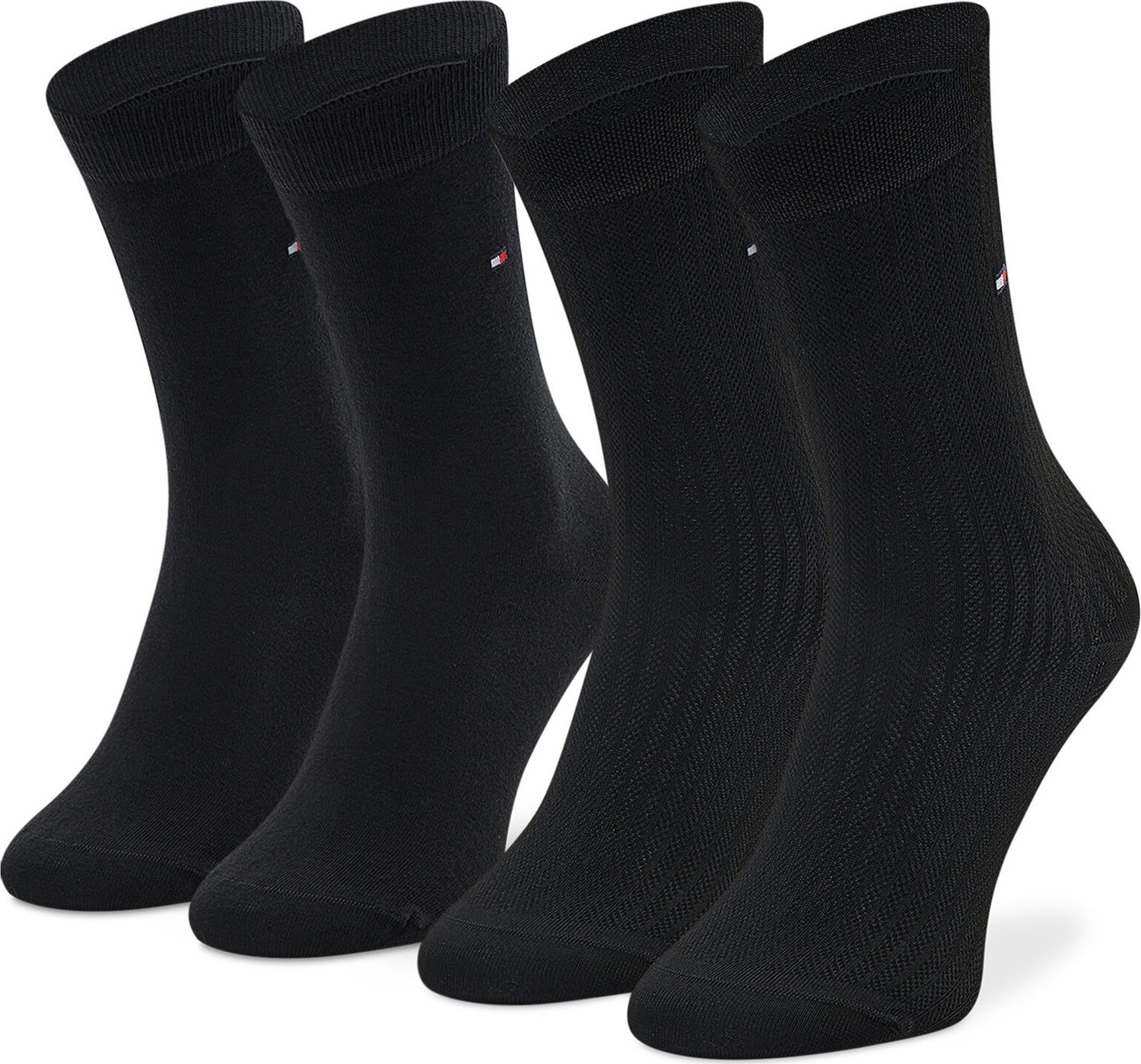 Sada 2 párů dámských vysokých ponožek Tommy Hilfiger 701220253 Black 002