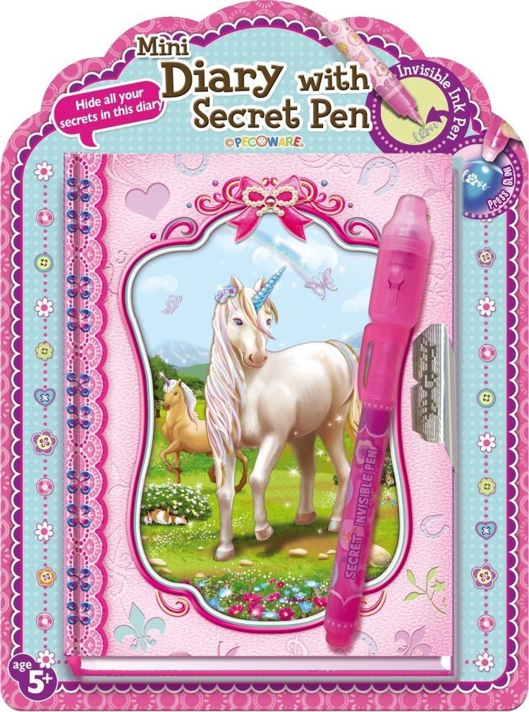 Mini deník s tajným perem jednorožci - Alltoys
