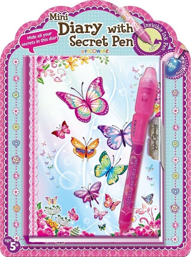 Mini deník s tajným perem motýlci - Alltoys