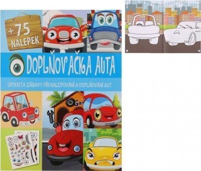 Pracovní sešit se samolepkami Doplňovačka auta + 75 nálepek CZ verze 21x28cm