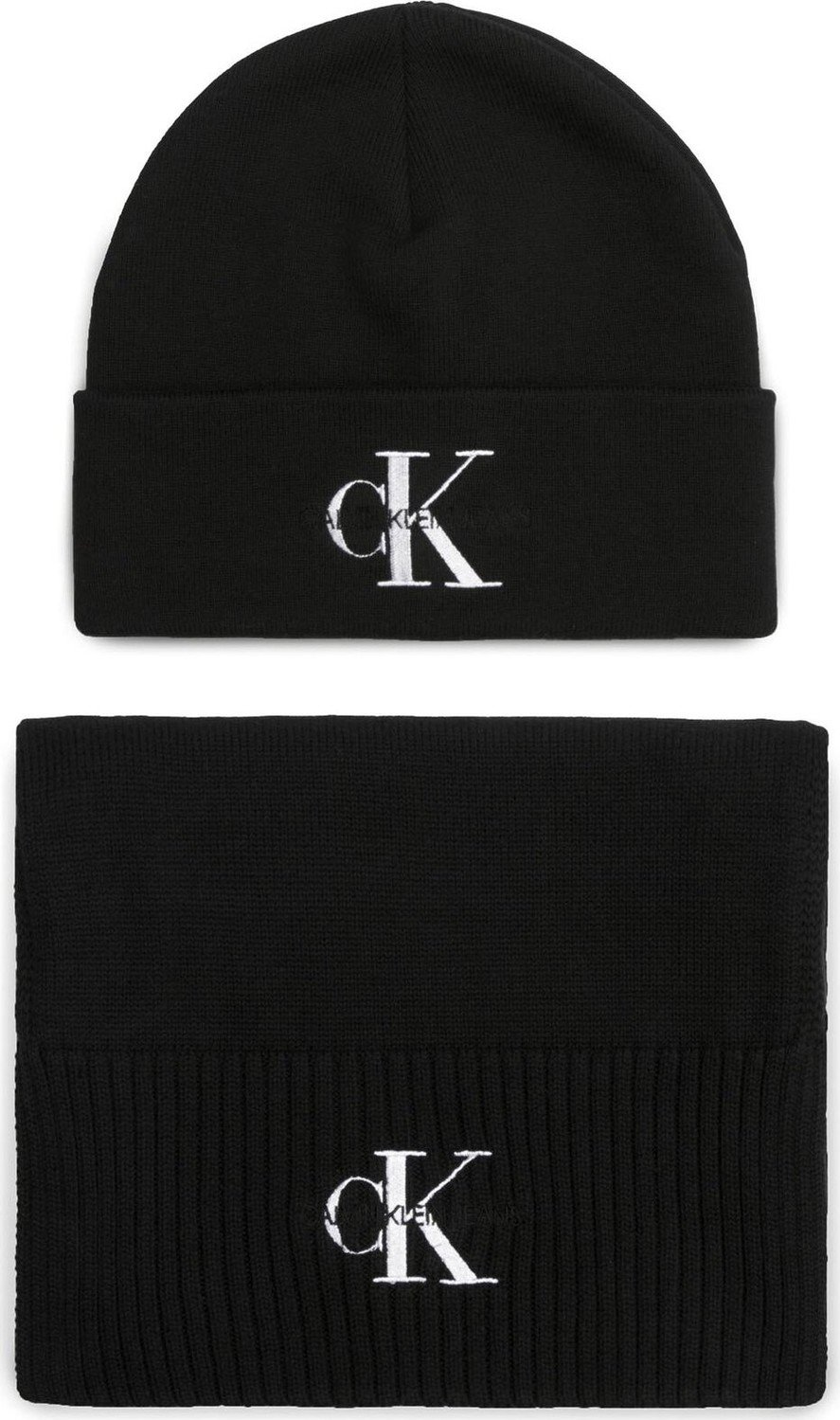 Sada čepice a šál Calvin Klein Jeans Gifting Mono Beanie/Scarf K50K511199 Black BDS