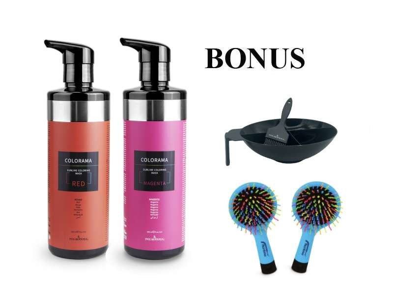 AKCE: 2x Kleral Colorama Sublime Color Mask - barevné masky na vlasy, 500 ml + 2x kartáč na vlasy + Kleral Miska + štětec