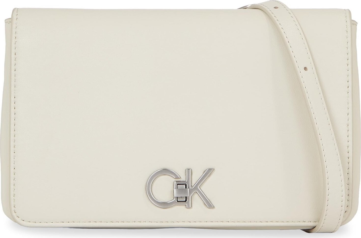 Kabelka Calvin Klein Re-Lock Double Gusett Xbody K60K611531 Dk Ecru PC4