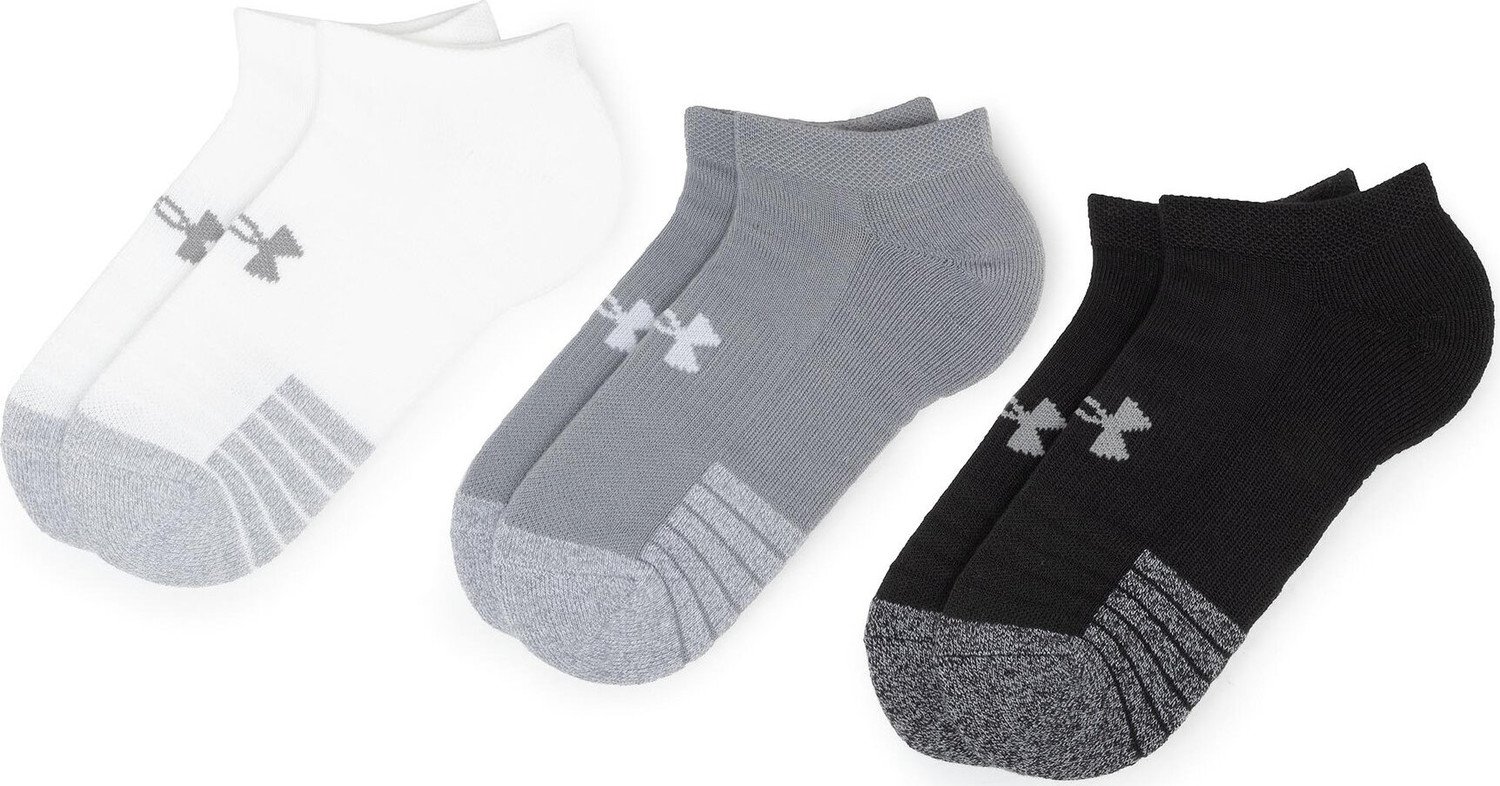 Sada 3 párů nízkých ponožek unisex Under Armour Heatgear No Show Sock 1346755-035 Gray