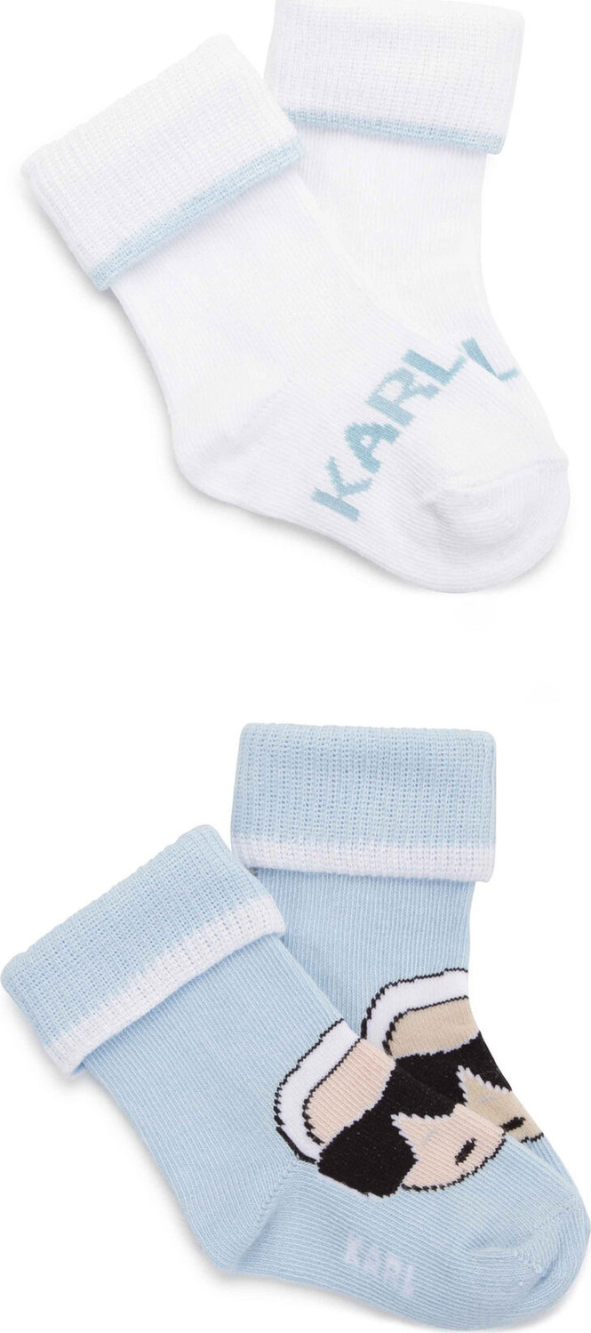 Sada 2 párů dětských vysokých ponožek Karl Lagerfeld Kids Z90047 Pale Blue 778