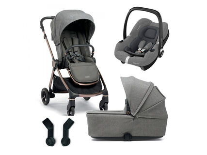 Mamas & Papas Strada kočárek 2v1 Luxe + adaptéry + autosedačka CabrioFix Select Grey