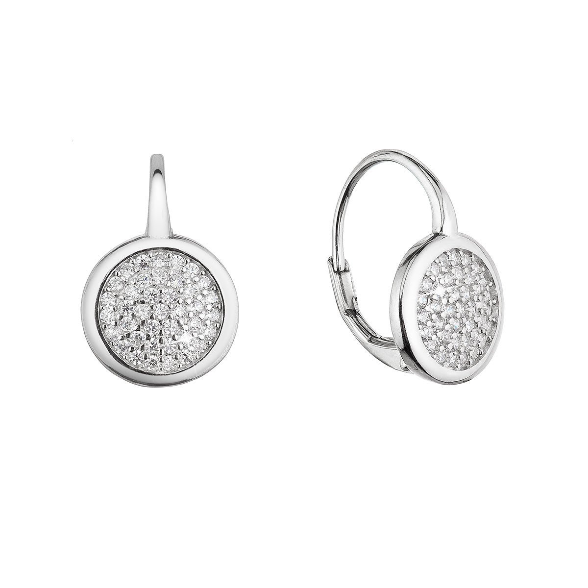 Evolution Group Stříbrné náušnice visací se zirkony bílé kulaté 11454.1