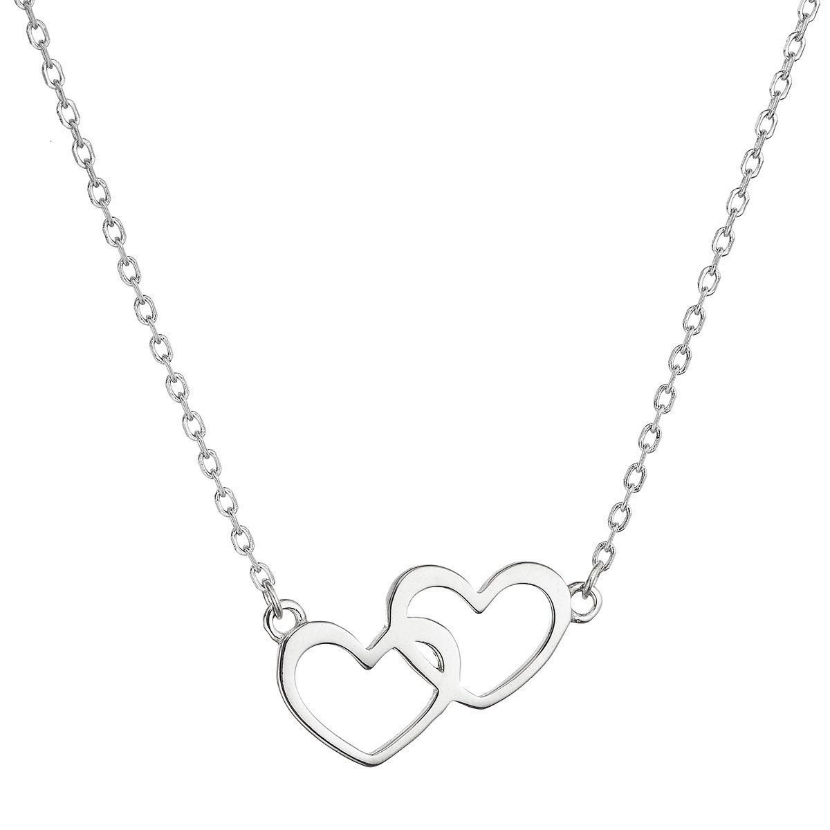 Evolution Group Stříbrný náhrdelník dvě srdíčka 62008