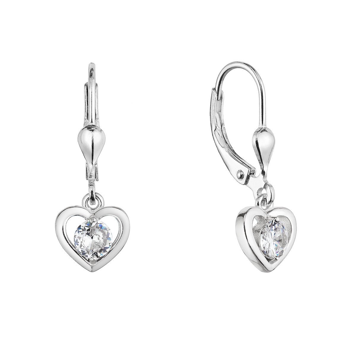 Evolution Group Stříbrné náušnice visací srdíčka se zirkonem 11459.1