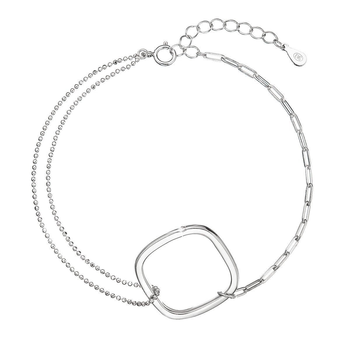 Evolution Group Stříbrný náramek kostička s mini zirkonkem 13036.1